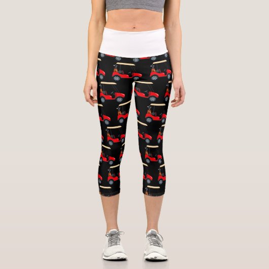 女性ゴルファー用ブラックゴルフカート カプリレギンス (正面)