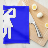 女性ゴルファー – ゴルフ記号 キッチンタオル (四つ折り)