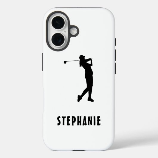 女性ゴルファー ゴルフ ゴルファー 黒 白 名前 Case-Mate iPhoneケース (裏面)