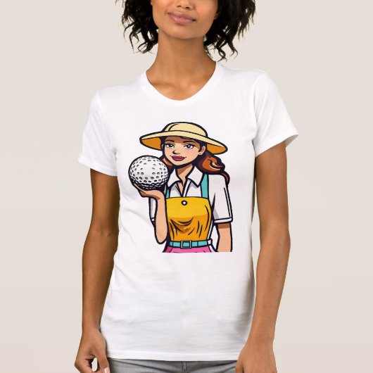 女性ゴルファー – ゴルフTシャツ Tシャツ (正面)