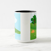 女性ゴルファー： 1ティーオフの準備と1運転 マグカップ (中央)