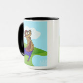 女性ゴルファー： 1ティーオフの準備と1運転 マグカップ (正面左)