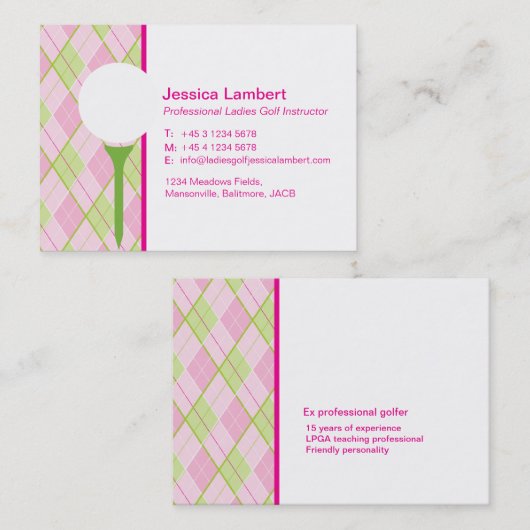 女性ゴルフインストラクターの大きい名刺 名刺 (正面/裏面)