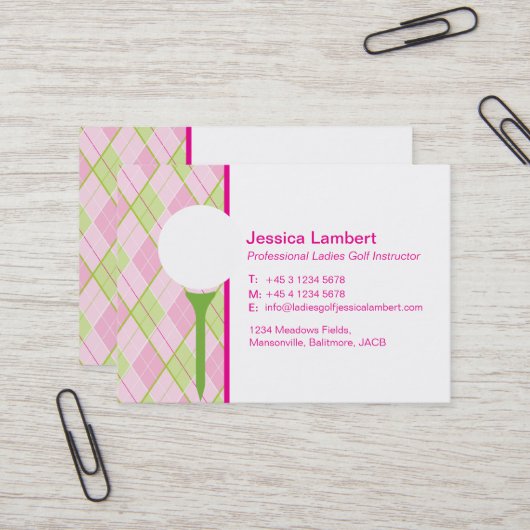 女性ゴルフインストラクターの大きい名刺 名刺 (正面/裏面インサイチュ)