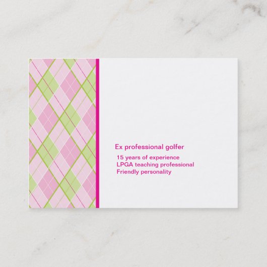 女性ゴルフインストラクターの大きい名刺 名刺 (裏面)