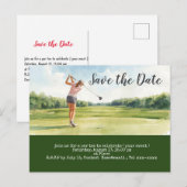 女性ゴルフトーナメントのSave the Date ポストカード (正面/裏面)