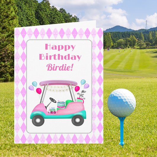女性ゴルフパーティーカートの誕生日 カード
