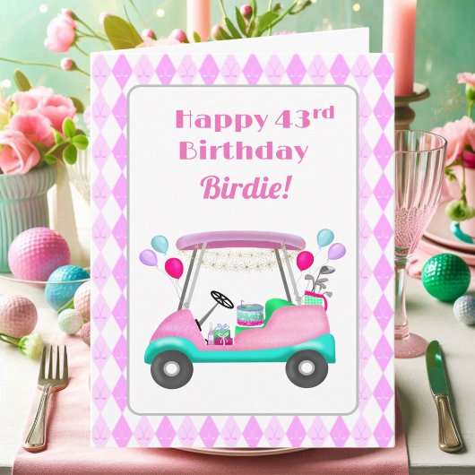 女性ゴルフパーティーカート 43歳の誕生日おめでとう カード