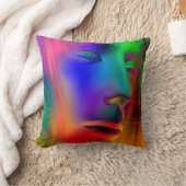 女性サイケデリック顔 クッション (ブランケット)