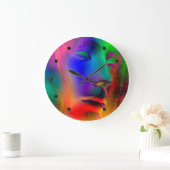 女性サイケデリック顔 ラージ壁時計 (ホーム)