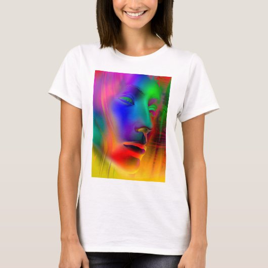 女性サイケデリック顔 Tシャツ (正面)