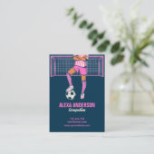 女性サッカーピンク 名刺 (スタンド正面)