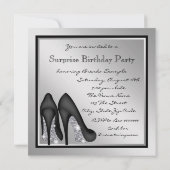 女性サプライズ60thバースデーパーティーシルバー 招待状 (裏面)