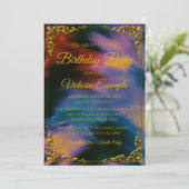 女性サンセットジュエル絵を描ストロークスバースデーパーティー 招待状 (スタンド正面)