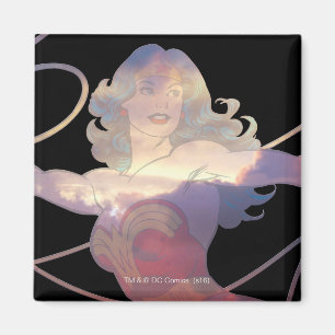 女性サンセットスカイシルエット マグネット