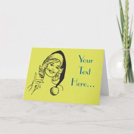 女性サンタズヘルパーレディーかわいらしテンプレート シーズンカード (正面)