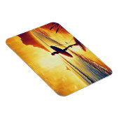 女性サーファーatサンセット マグネット (右側)