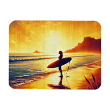 女性サーファーatサンセット