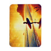 女性サーファーatサンセット マグネット (縦)