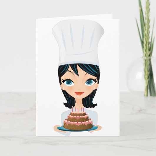 女性シェフお誕生日ケーキ カード (正面)