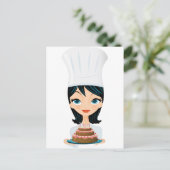 女性シェフお誕生日ケーキ ポストカード (スタンド正面)