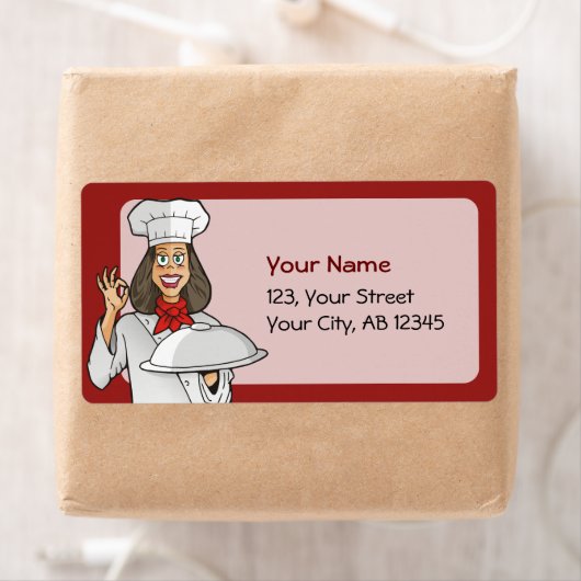 女性シェフ料理 ラベル (インサイチュ)