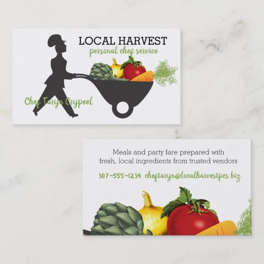 女性シェフ野菜の輪車ケータリング 名刺 (正面/裏面)