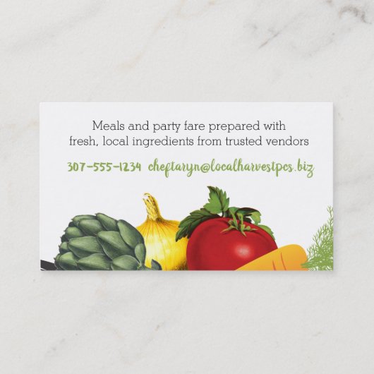 女性シェフ野菜の輪車ケータリング 名刺 (裏面)