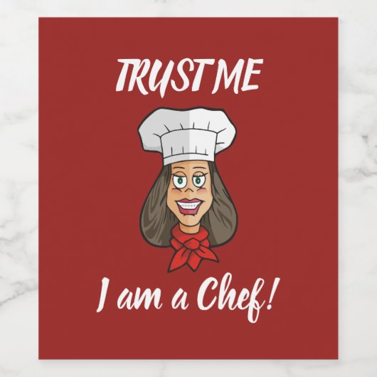 女性シェフ ワインラベル (シングルラベル)