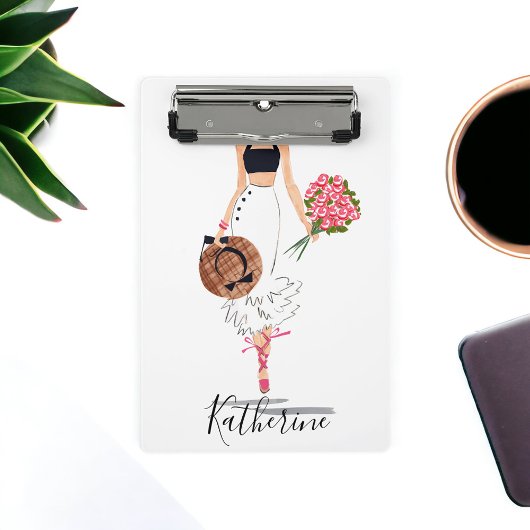 女性シックファッションスタイリッシュホワイトスカート花 ミニクリップボード