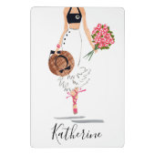 女性シックファッションスタイリッシュホワイトスカート花 ミニクリップボード (裏面)