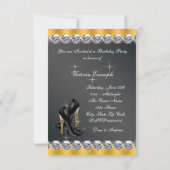 女性シックブラックバースデーパーティー 招待状 (裏面)