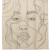 女性シャワーカーテンのミニマルスケッチ シャワーカーテン (正面)