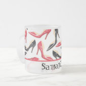 女性シューズ高い曇りガラスのコーヒーマグカップ フロストグラスマグカップ (正面左)