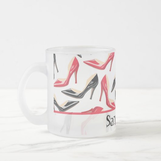 女性シューズ高い曇りガラスのコーヒーマグカップ フロストグラスマグカップ (左)