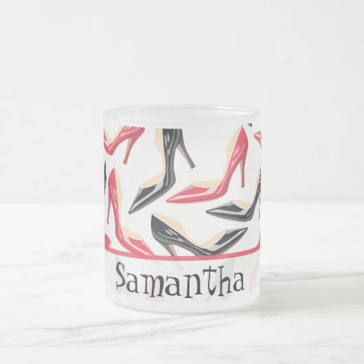 女性シューズ高い曇りガラスのコーヒーマグカップ フロストグラスマグカップ (中央)
