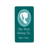 女性シルエットかわいらし蔵書票ステッカーギフト ラベル (正面)