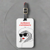 女性シルエットレッドブラックリニアフェミニストトラベル ラゲッジタグ