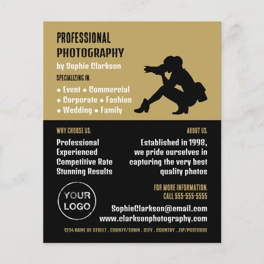 女性シルエット、写真家、写真家 チラシ (正面)