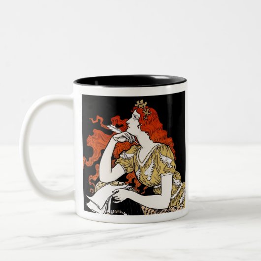 女性ジャーナリスト書ズデスク ツートーンマグカップ (左)