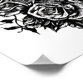 女性スカルバラゴシックオリジナルインクスケッチアート ポスター (角)