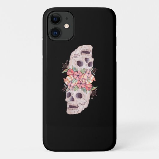 女性スカルフローラ絵画ヘッドの芸術作クール業 Case-Mate iPhoneケース (裏面)