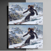 女性スキーインストラクターのスキーシーン 名刺