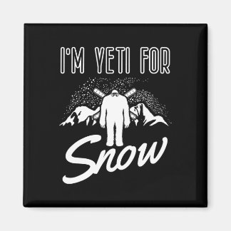 女性スキーヤー向けのユーモラスなスキーウェア I'm Yeti For Snow Ski マグネット