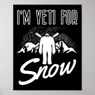 女性スキーヤー向けの雪上スキー用のイケてるイラスト入りTシャツ、スキーが楽しくなる面白いデザイン ポスター