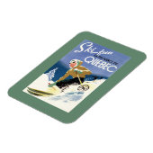 女性スキー – 英語とポスタフランスのー マグネット (左側)