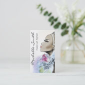 女性スケッチメイクアップアーティストの名刺デザイン 名刺 (スタンド正面)