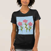 女性スケッチ着色フラワーシャツ Tシャツ (正面)