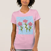 女性スケッチ着色フラワーシャツ Tシャツ (正面)