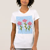 女性スケッチ着色フラワーシャツ Tシャツ (正面)